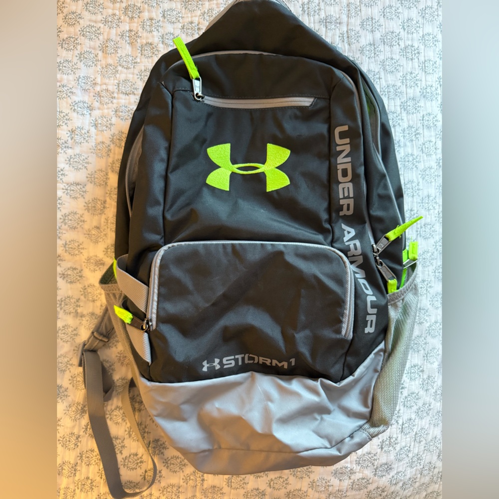Under Armour Black and Neon Green Backpack